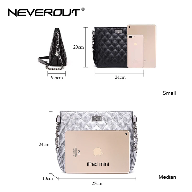 Классическая сумка хобо NEVEROUT 2 размера модная через плечо из спилка высокого
