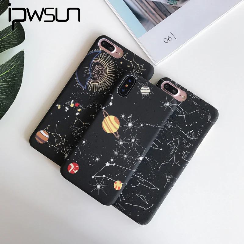 

iPWSOO Stars Phone Case For iPhone 6 6s 7 8 Plus X XS MAX XR Space Planet Constellation Pattern Hard PC For iPhone 7 Phone Case