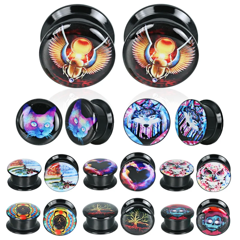1 Pair Black Acrylic Plugs and Tunnels Ear Piercing Expander Stretchers Piercings Body Jewelry 4-16mm | Украшения и аксессуары