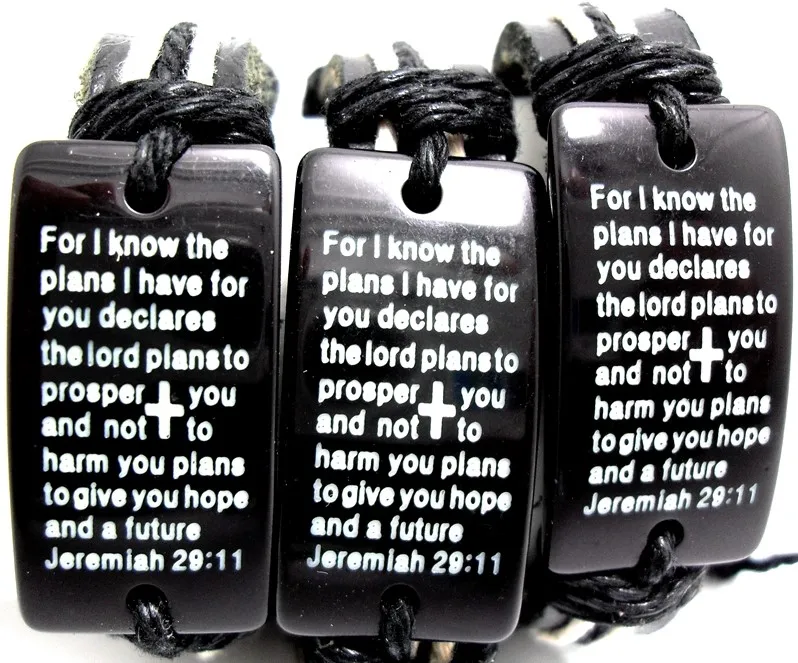 

Bulk lots 50pcs Jeremiah 2911 Men's Leather Bracelets Bible Cross Wristbands Wholesale Fashion Jewelry