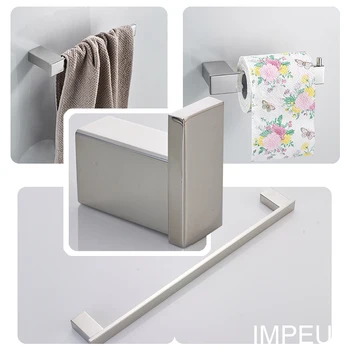 

Stainless Steel Nickel Brushed Bath Hardware Toilet Paper Holder Towel Rack Bar Soap Dish Bathroom Accessories Set Good Quality