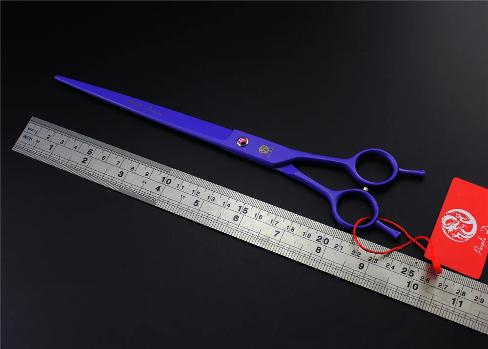 9,0 дюймов для домашних собак стрижка Острые Ножницы край фиолетовый дракон 9CR высокого качества Профессиональные ножницы для стрижки собак прямые+ чехол