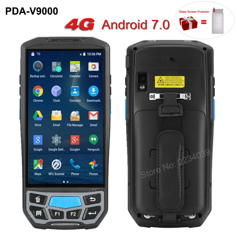 5.0 بوصة 1D/2D QR ماسح الباركود NFC واي فاي PDA الروبوت 7.0 5 بوصة اللاسلكية المحمولة الباركود Rearder محطة pos المحمولة