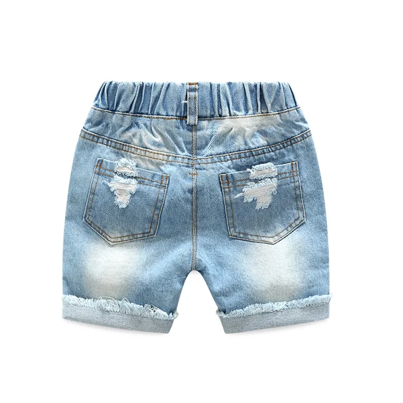New Baby Boys Holes Jeans Shorts Pants Kids Summer Light Blue Denim Shorts For Boy Elastic Waist Cotton Children Clothing 2-6Y boys shorts kids denim shorts
