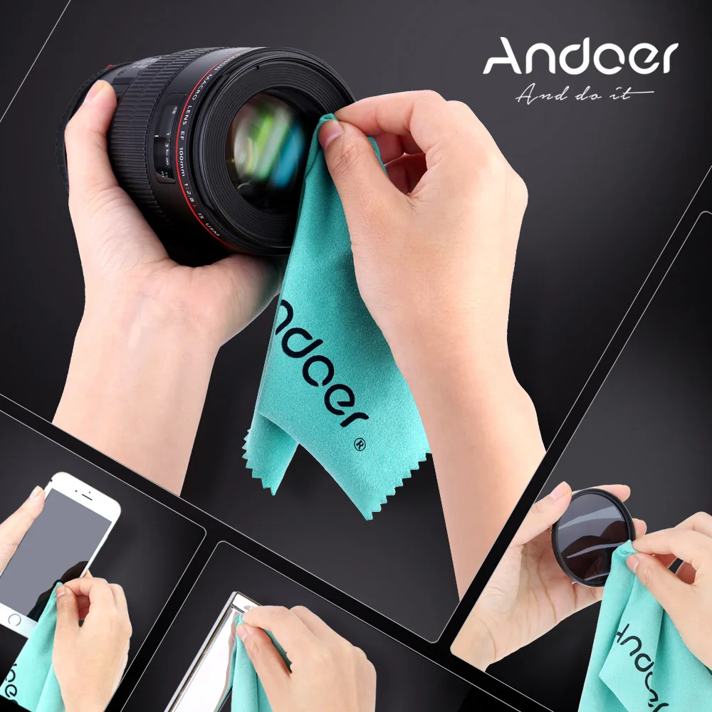 Салфетка Andoer для очистки экрана стекла объектива Canon Nikon DSLR камеры Camcoder iPhone iPad