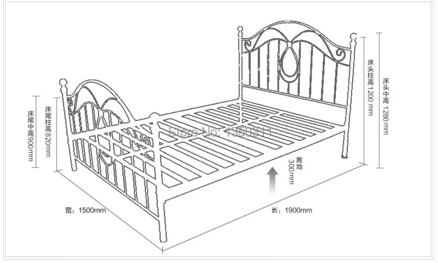 Modern, wrought iron metal bed, single or double. Width (1.2 m to 1.8 m) * 2 meters in length, can be customized Modern, wrought iron metal bed, single or double. Width (1.2 m to 1.8 m) * 2 meters in length, can be customized
