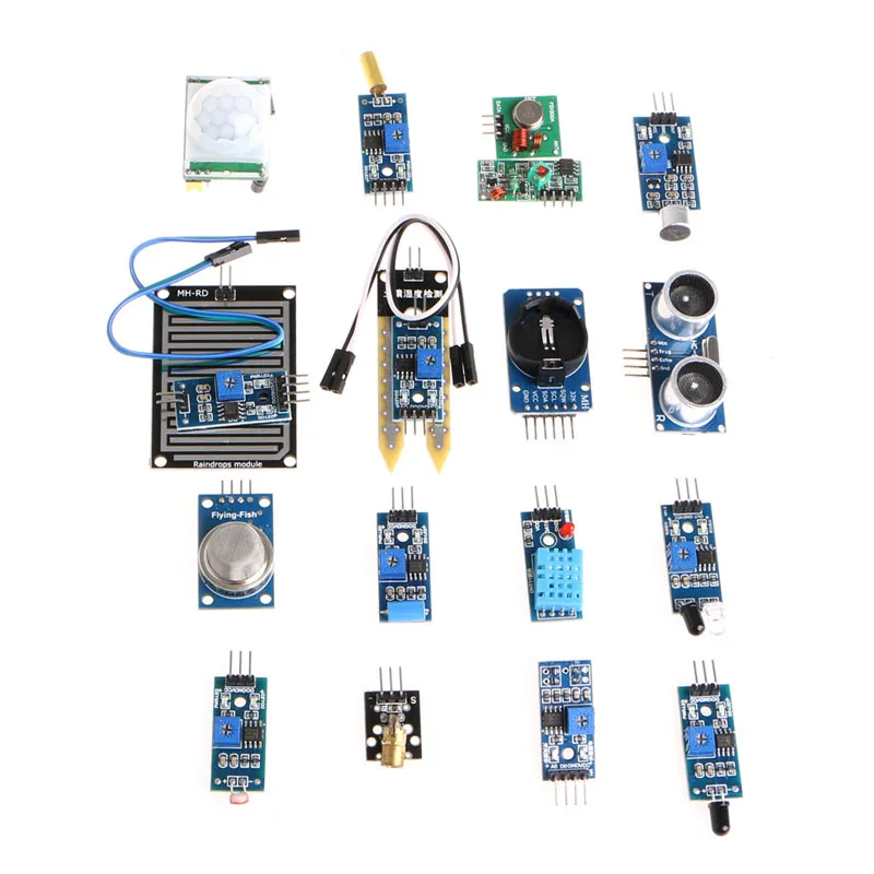 

OOTDTY 16pcs/lot Sensor Module Board Kit for Arduino Raspberry Pi 3/2 Model B New