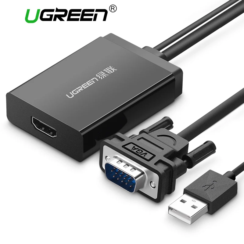 Ugreen 1080 P VGA محول HDMI كابلات الموصلات USB الصوت VGA إلى محول HDMI محول للكمبيوتر الدفتري المحمول إلى HDTV العارض Ugreen 1080 P VGA محول HDMI كابلات الموصلات USB الصوت VGA إلى محول HDMI محول للكمبيوتر الدفتري المحمول إلى HDTV العارض
