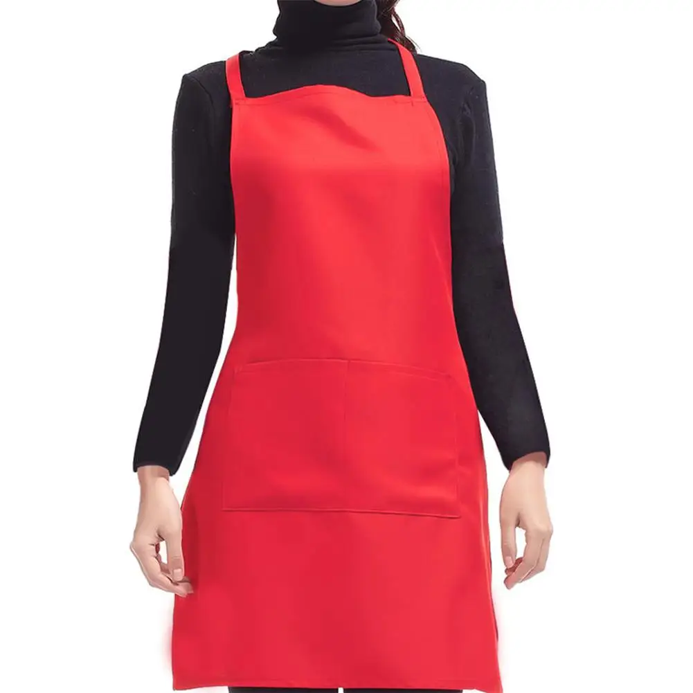 WITUSE Waterproof Red Aprons Sleeveless Cooking Women Ladies Aprons Kitchen Restaurant Hotel Adult Chef Cotton Polyester Apron
