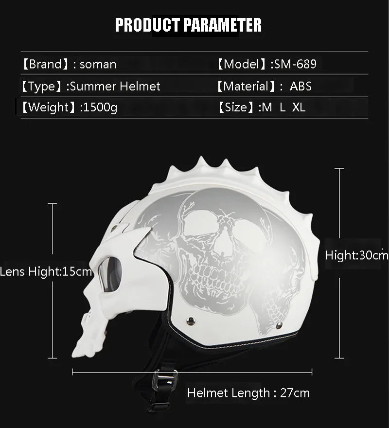 Шлем для мотокросса Soman Skull, маска для мотокросса, шлем для мотогонок, открытый шлем+ Бесплатные ПЕРЧАТКИ PROBIKER