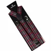 Winfox New Fashion Mens Women Adjustable Suspenders Red Plaids Clips On Y-Back Braces Elastic ► Photo 1/6