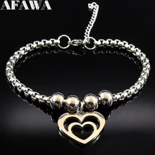 Мода Сердце браслет из нержавеющей стали для женщин Серебряный цвет очаровывательный браслет ювелирные изделия pulseras mujer B18032