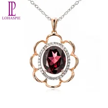 LP алмазные ювелирные изделия 3.14ct натуральный родолит гранат Твердые 18K 750 роза подвеска с золотым цветком тонкие модные ювелирные изделия из драгоценных камней