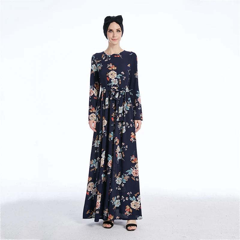 Мусульманское Абаи принт Crepe Maxi Dress кардиган полная длина длинный халат Платья Туника кимоно jubah Рамадан Дубай арабские Мусульманская