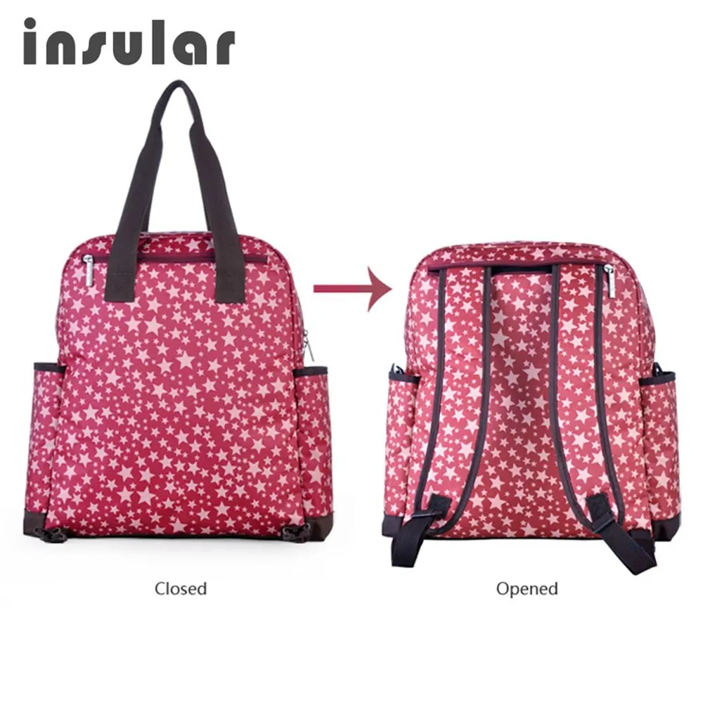 

INSULAR Baby Diaper Bag Nappy Bag Fashionable Star Printed Shoulder Bag Mummy Bag Nylon Mother Travel Women Backpack Portable