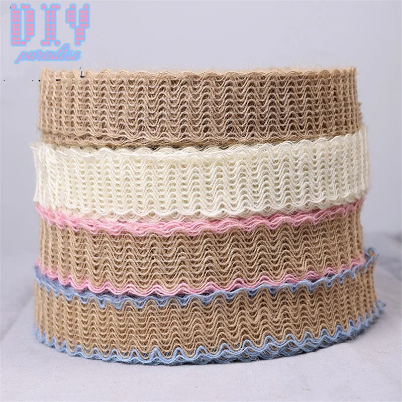 2M colorful Natural Burlap Hessian Jute Twine Cord Hemp Rope Trim