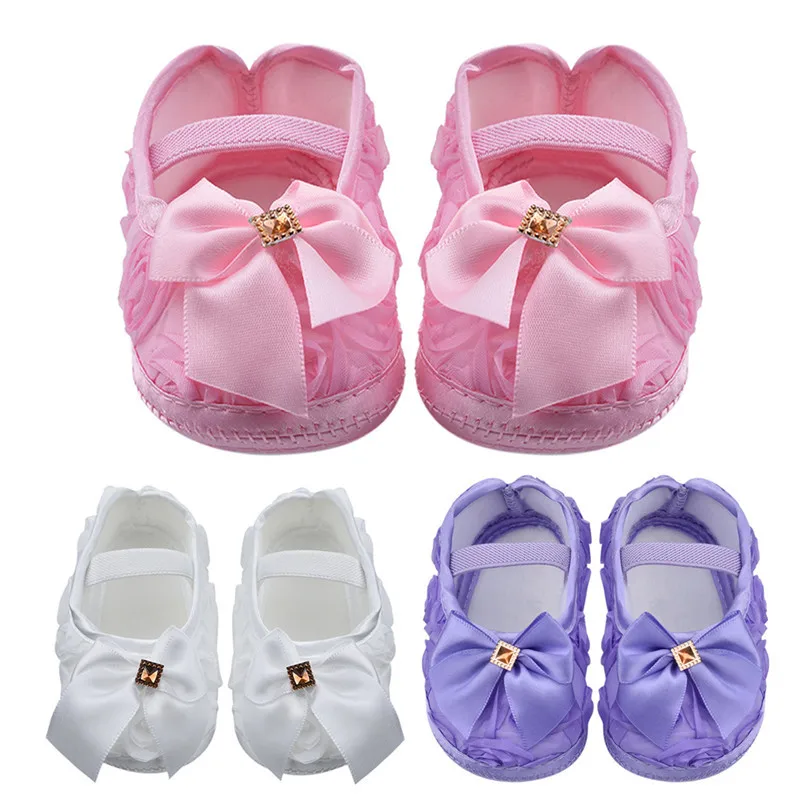 Обувь для малышей; детская обувь для принцессы для новорожденных девочек с бантом и резиновой лентой; милая повседневная обувь с мягкой подошвой; обувь для ходьбы; Бабочка; Роза