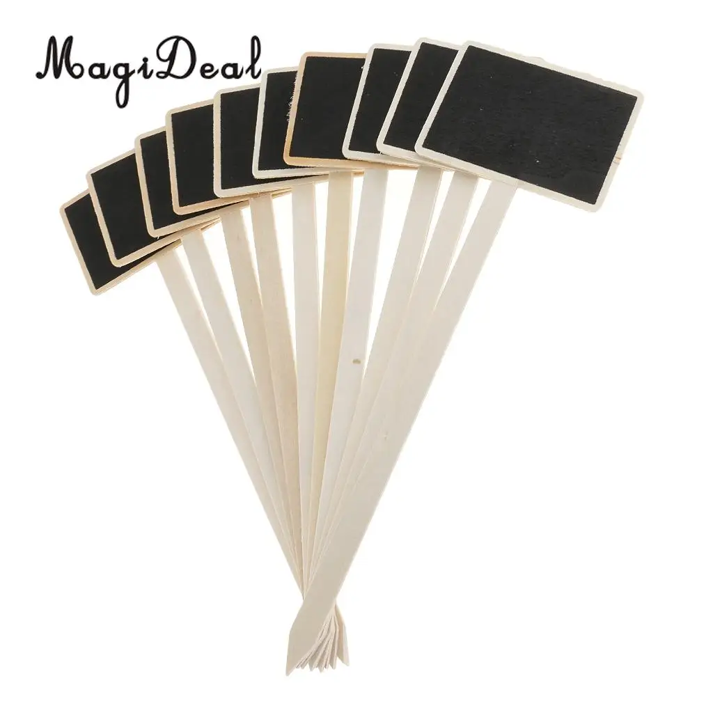 30 Pieces Mini Wooden Hanging Tags Blackboard Chalkboard with Stick