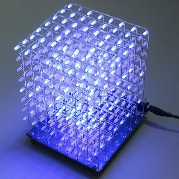 azul quadrado, kit diy, capacidade temperada, novidade, novas, 3mm, led