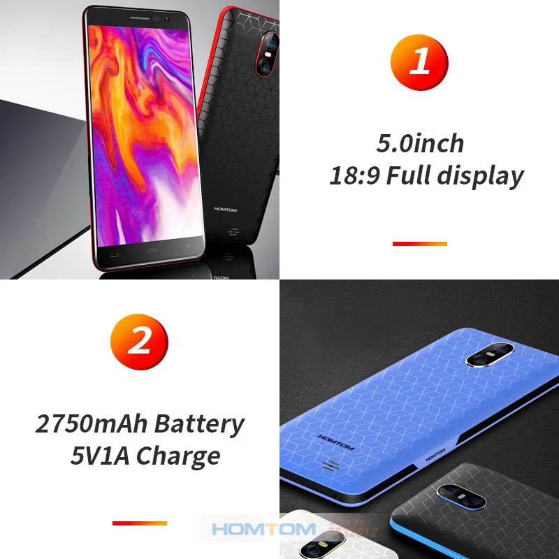 HOMTOM S12 5 0 дюймов 18:9 полноэкранный смартфон 2750 мАч 1 Гб + 8 MTK6580 четырехъядерный 8MP