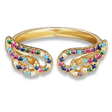 Nieuwe Mode Luxe Verstelbare Sieraden Ringen Charme Gouden Kleur Crystal CZ Koper Zirkoon Bruiloft Vinger Ring Voor Vrouwen Meisjes