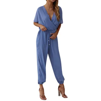 

2019 MAXIORILL New сиамские брюки Womens Jumpsuit V-Neck Ladies Summer Beach Wide Leg Holiday Playsuit Wholesale Free shiping t3