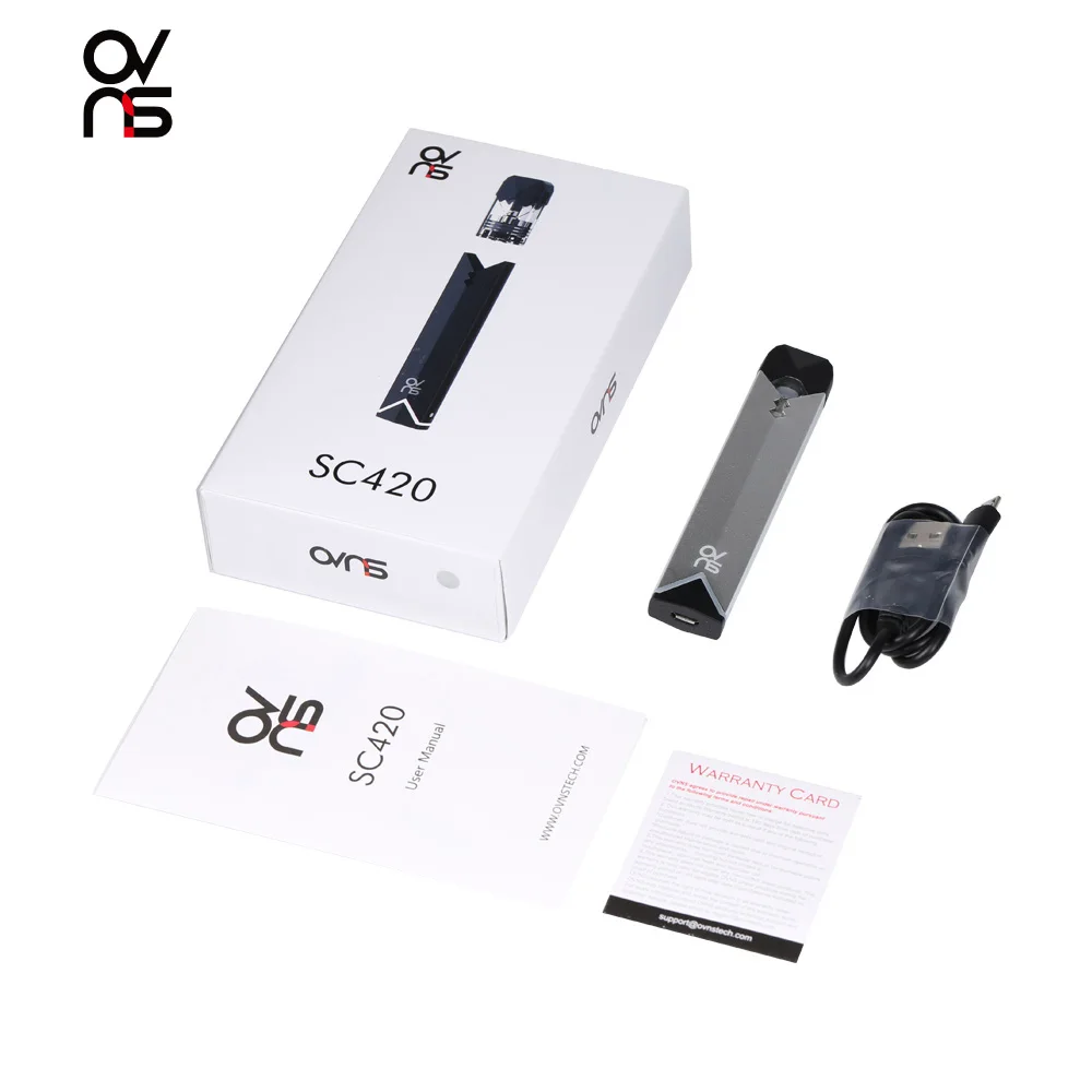 Ovns SC420 Pod Vape комплект 1,0 мл Pod картридж 400 Ом Керамический мАч встроенный аккумулятор светодиодный испаритель электронная сигарета