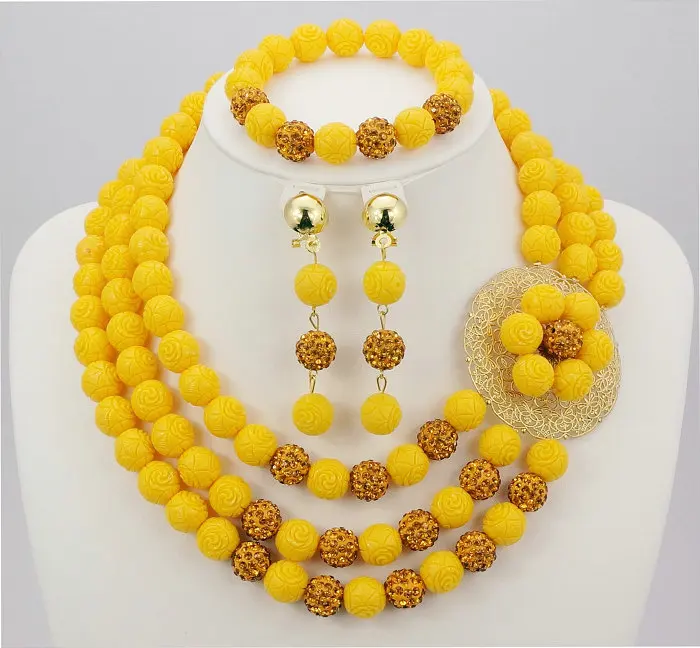 

2016 Exclusive African Beads Balls Costume Jewelry Set Nigerian Beads Fashion Necklace Set Gift For Women Free Shipping C71-1