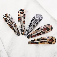 5 шт./компл. Для женщин женская богемная Винтаж Цветной с леопардовым принтом Заколки для волос из металлического сплава в форме капли воды Форма BB заколки для выпечки Краски оснастки