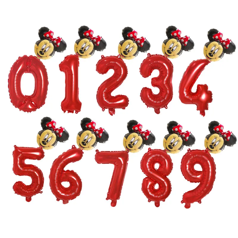 2 шт./лот 30 дюймов номер фольга надувные шары Mickey воздушный шар "Минни" воздушный шар с динозавром Единорог Корона шар Дети День рождения украшения