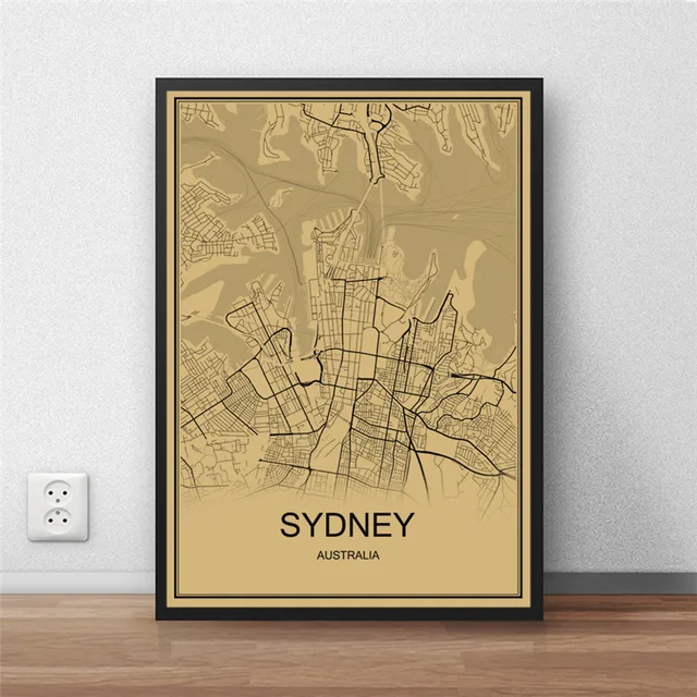 Australie Ville Sydney Affiche Vintage Kraft Papier Carte Du Monde Retro Peinture Art Mur Photo Salon Cafe Bar Decor A La Maison Aliexpress