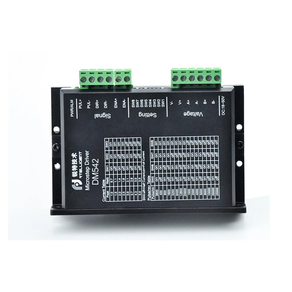 Rtelligent Factory Outlet DM542 Nema 23 Драйвер шагового двигателя CNC Kit 5.0A 24 50VDC драйвер
