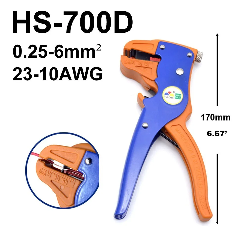 Плоскогубцы для зачистки Automatic 0,25-6,0 мм резак Кабельный ножницы для зачистки проводов HS-700D инструмент Мультитул точность высокое качество - Цвет: HS-700D