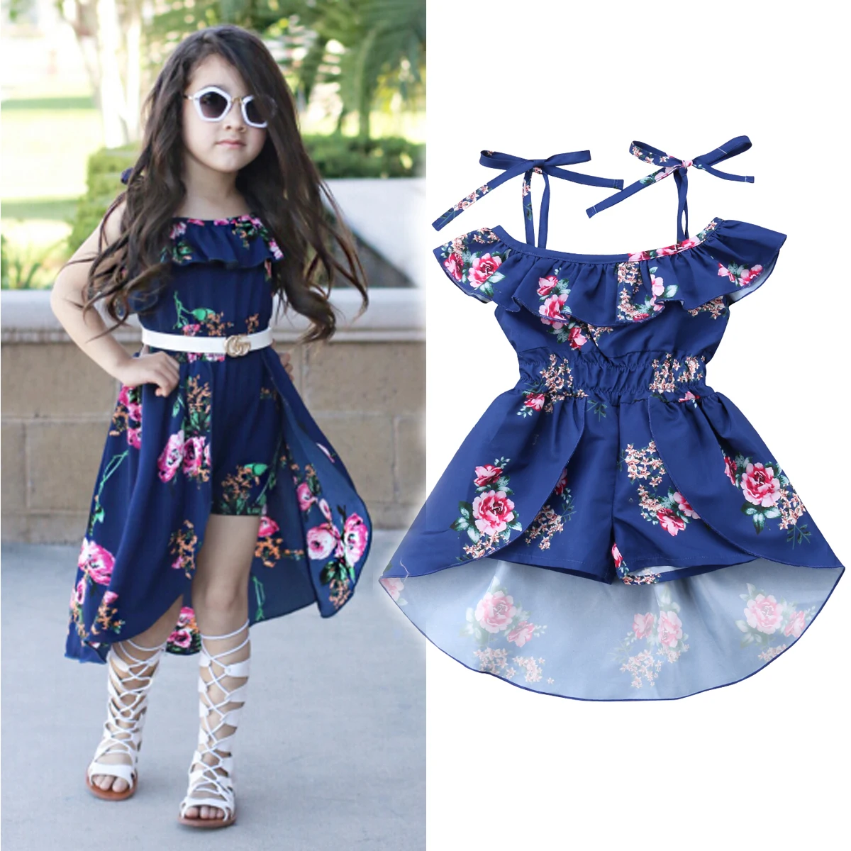 

New 6M-5Y Toddler Kid Baby Girls Romper Bodysuit Floral Shorts Overalls Tuxedo Dress Princess Holiday Clothes Outfits Set