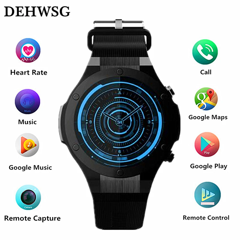 

DEHWSG H2 smart watch Android 5.1 MTK6580 ROM 16G RAM 1G wrist watch men support Wifi GPS 5M Camera Heart Rate wearable devices