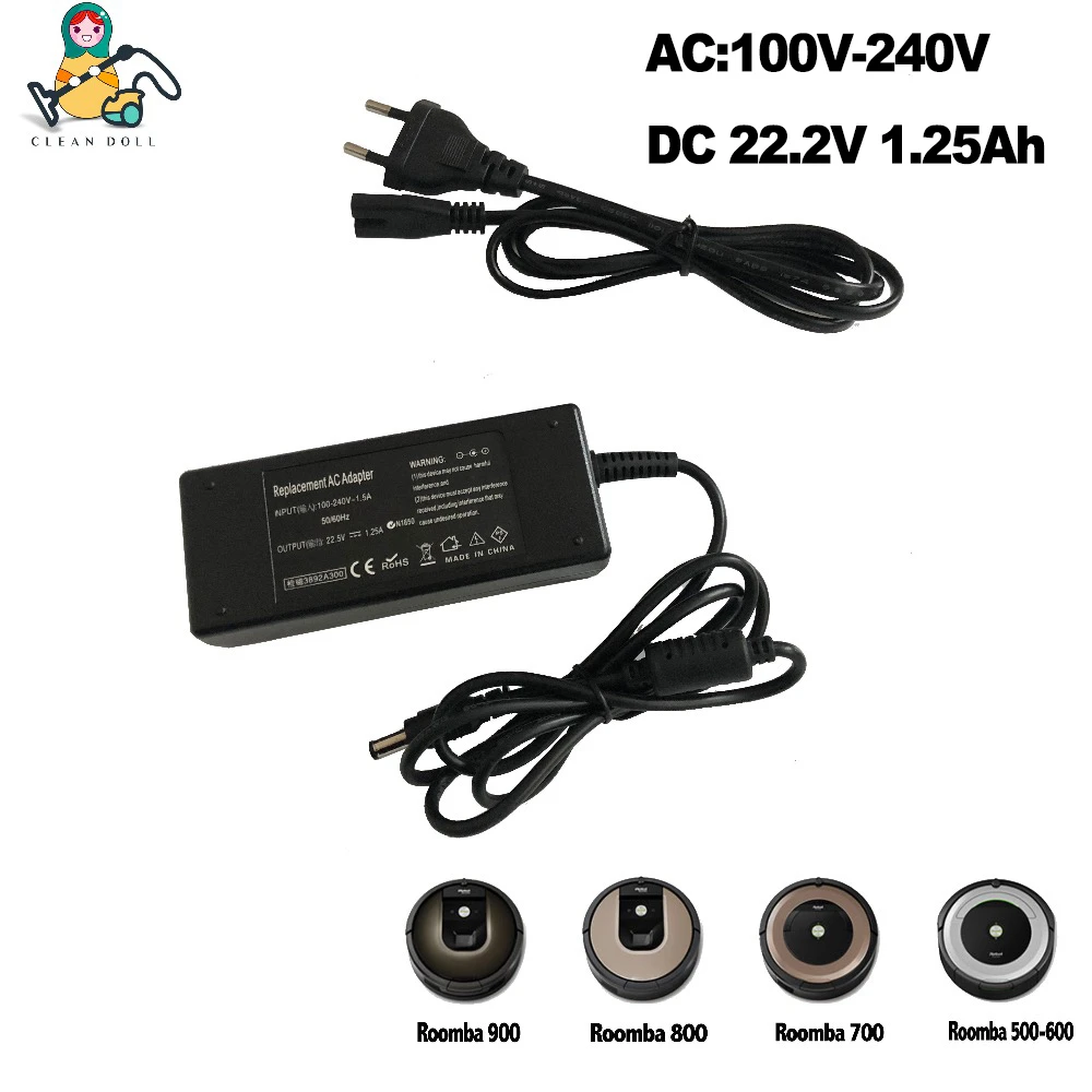 Adapter Charger Power Supply 22 5v 1 25a Ac For Irobot Roomba 500 600 700 800 Series 770 650 Pet 560 780 630 530 760 550 Charger Vacuum Cleaner Parts Aliexpress