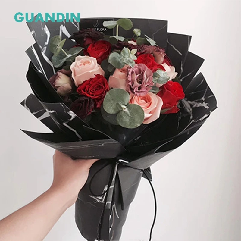 GUANDIN оберточная бумага для красных цветов толстая Мраморная цветочный цветок