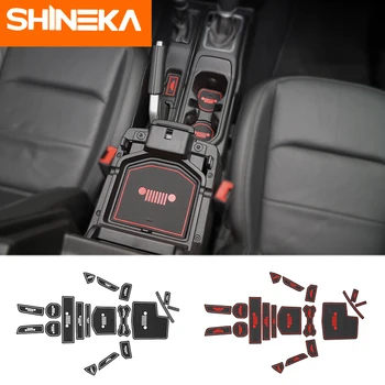 

SHINEKA 19pcs Interior Mouldings for Jeep Wrangler 2018 JL Latex Car Cup Mat Gate Slot Mats Carpets Pads Interior Decoration