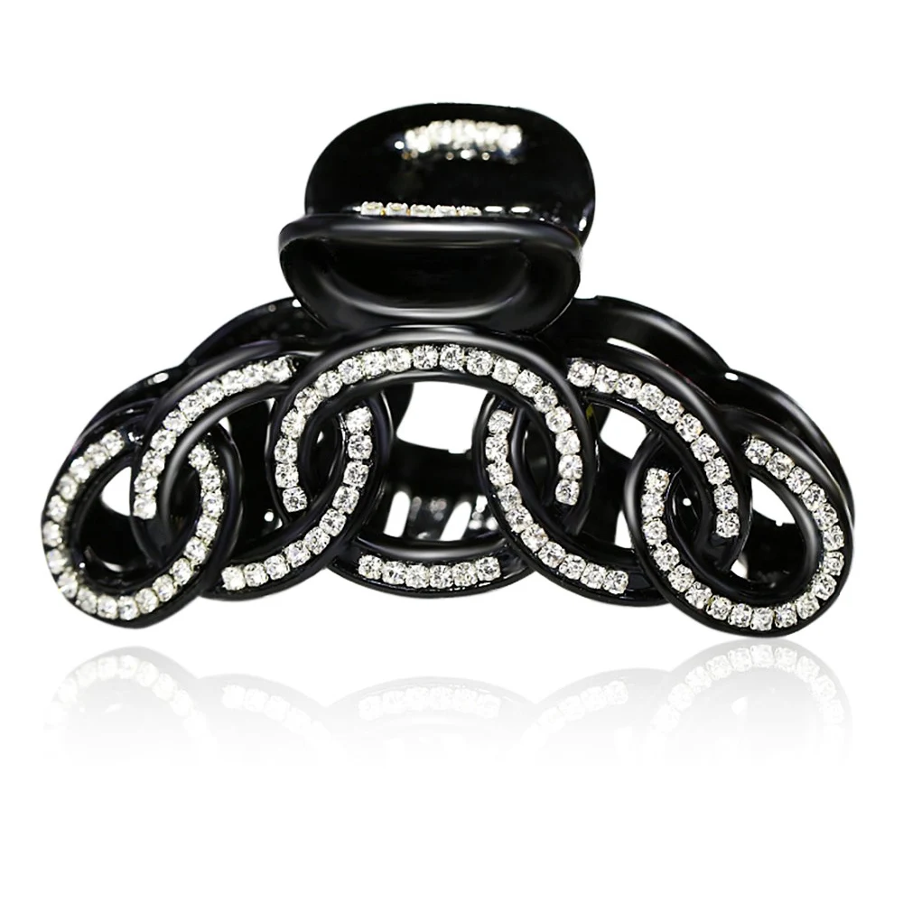 Simple Hollowed 5 Circles Hair Clips Black Brown Hair Claws Elegant