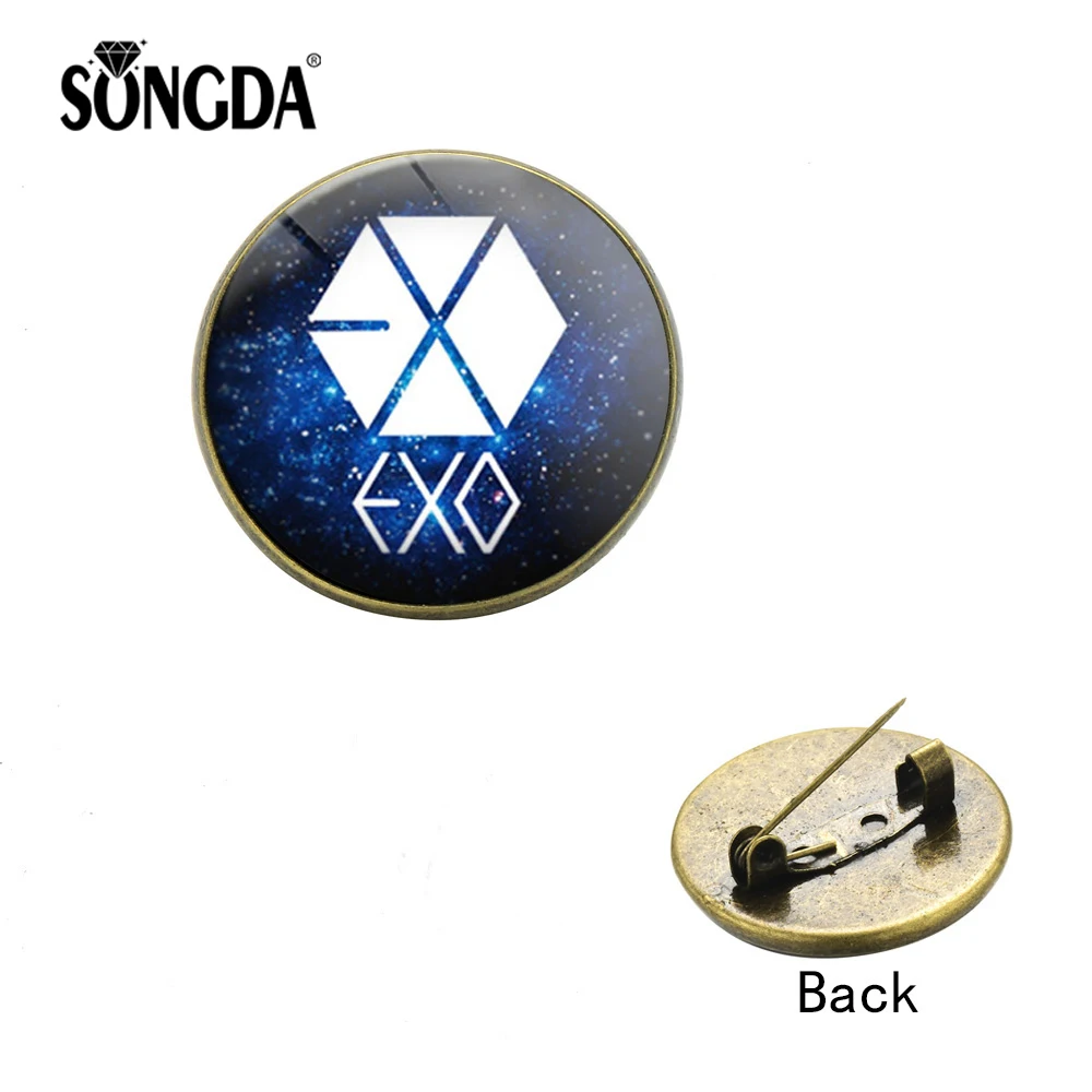

SONGDA KPOP Harajuku Trendy EXO Logo Brooch Badge Handmade Glass Cabochon Metal Lapel Pin Fit Backpack Clothes Women Accessories