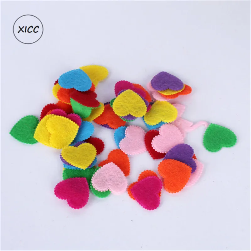 XICC 100PCS Colorful Nonwoven Round Flower Wool Felt Fabric Hair rope DIY Handmade Accessory Sticker Applique Patches Felt Pad