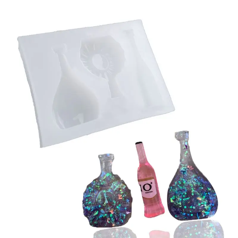 Wine Bear Bottle Pendant DIY Mold Resin Casting Craft Jewelry Making Tools