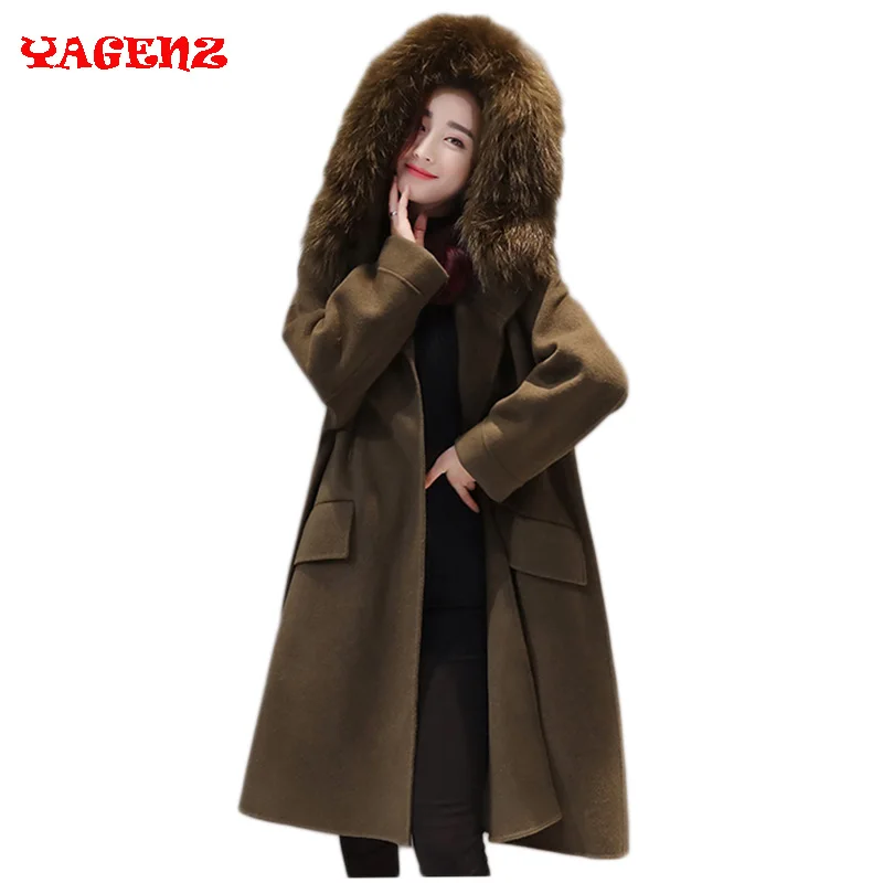 2018 Winter Fashion Women New Coat Long sleeve Medium Long High quality Wool Trench Coat Loose Super Warm Woolen Trench Women