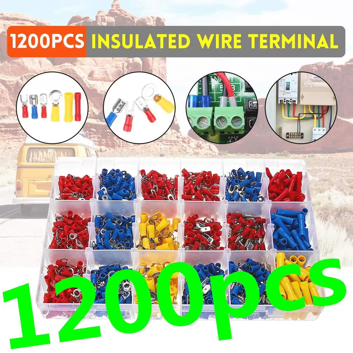 

1200Pcs Electrical Wire Terminal Crimp Port Connector Set Assorted Insulated Cord Pin End Terminal Connector With Storage Box