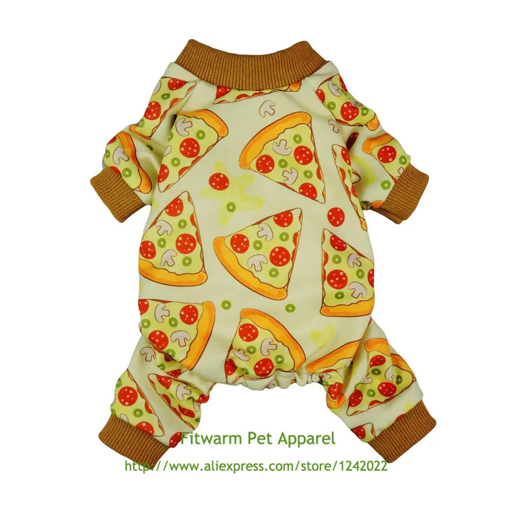 Одежда для домашних животных Fitwarm Pizza пижамы собак Комбинезоны кошек рубашки XS