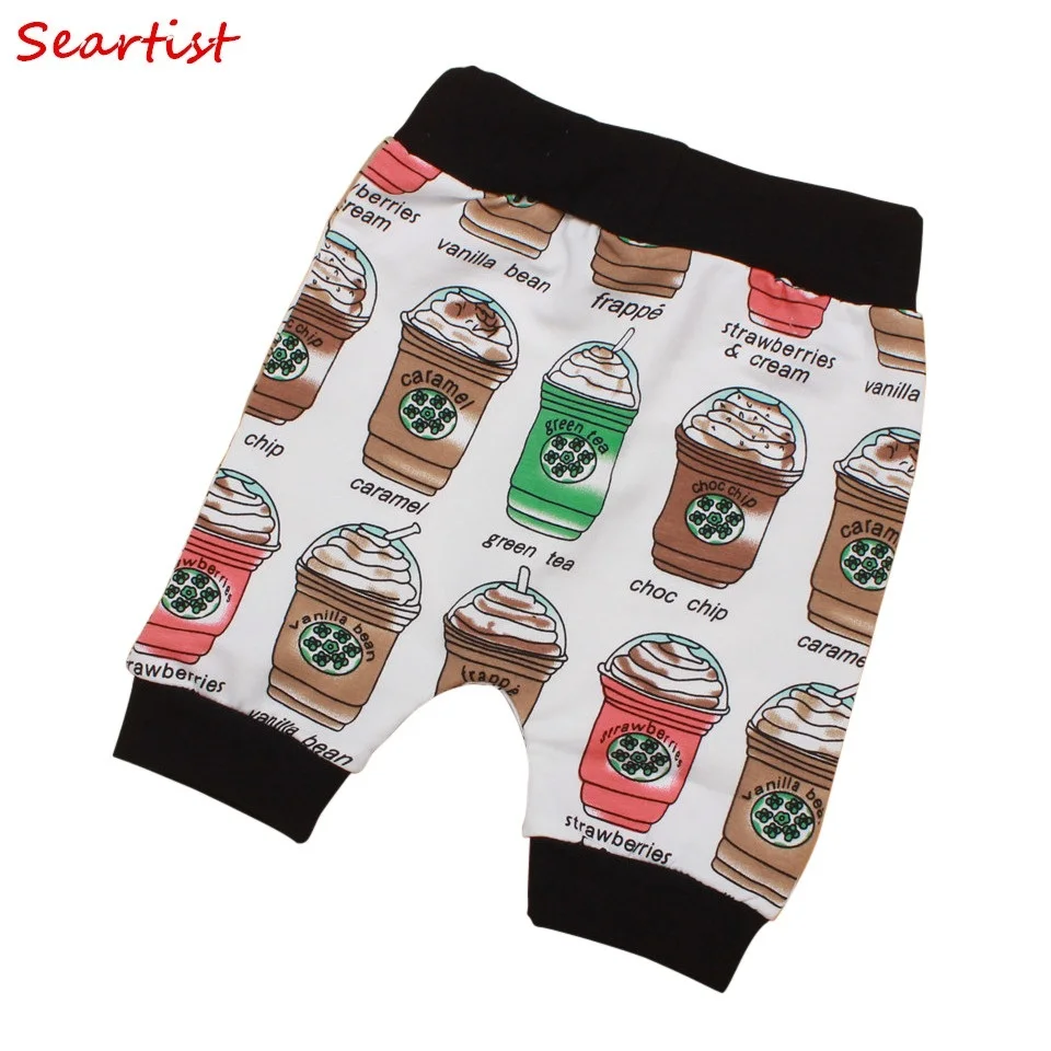 

#25# 1-7 Years Baby Boys Girls Summer Shorts Girl's Boy's Cotton Shorts Cute Coffee Cups Harem Shorts 2016 New Fashion