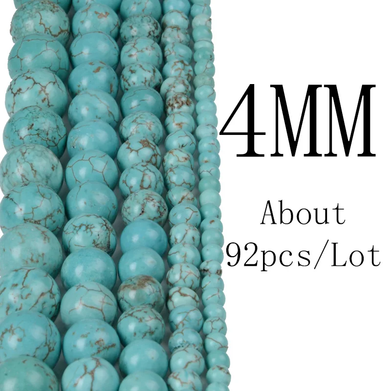 4 6 8 10 12 мм натуральный белый и зеленый Хаулит Камень бусины для браслета ожерелье DIY ювелирных изделий - Цвет: Blue 4mm