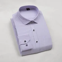 Все сезоны, деловые, повседневные, с лацканами, хлопковые, мужские, с рукавом в полоску, мужские, однобортные рубашки, Camisa Masculina, большие размеры