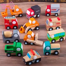 Детские блестящие деревянные детские модели автомобиля для интеллекта здания образования детей 12 компл