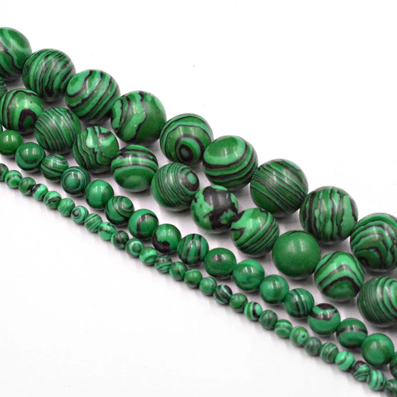 

Wholesale Natural Malachite Smooth Stone Beads Wholesale Loose Beads for Jewelry Making Accessories DIY Free Shipping 4-12mm